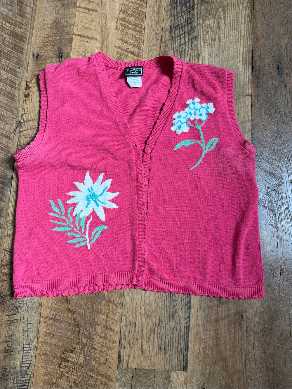 Vintage Sweater Vest. Pink floral.